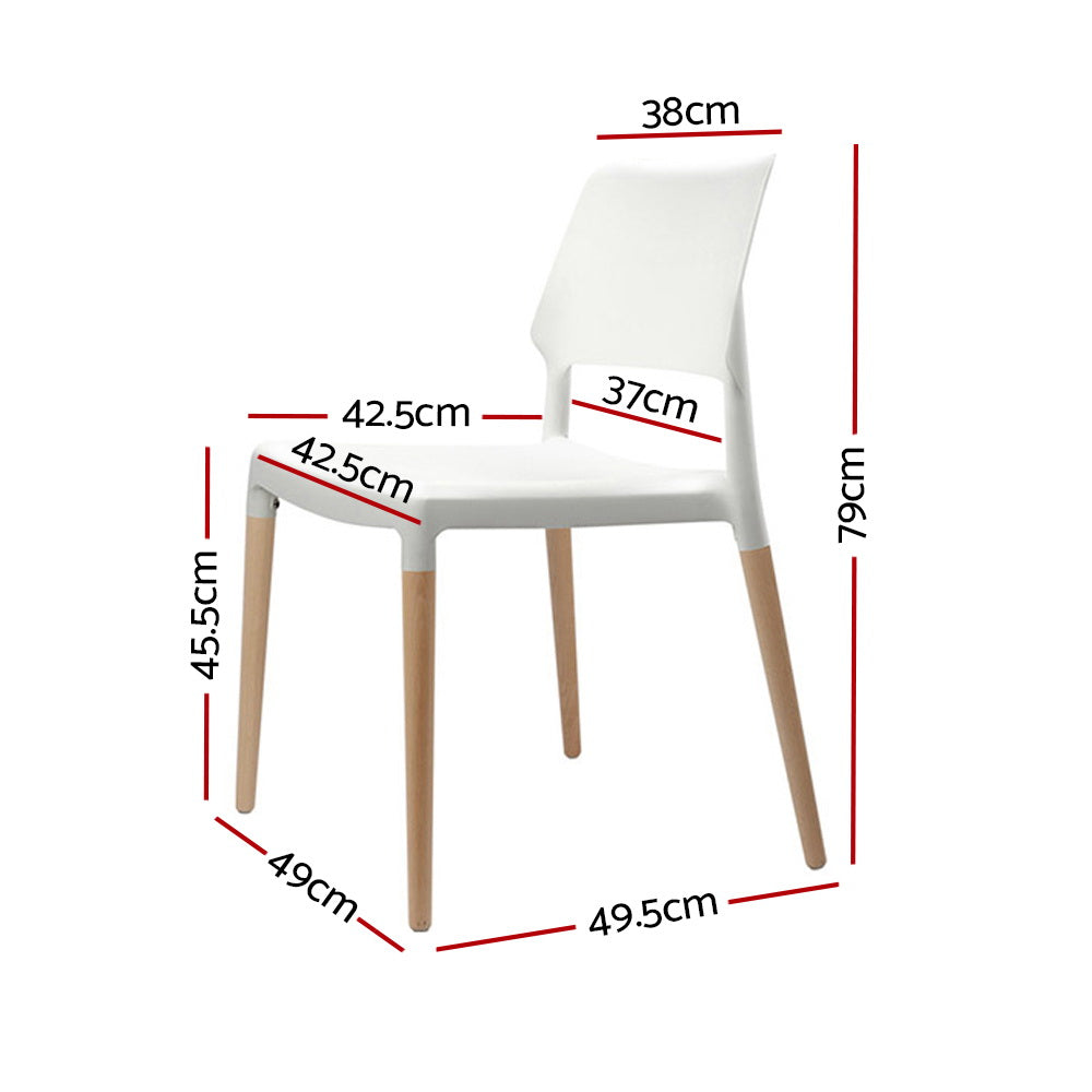 Dining Chairs Plastic Wooden - Set of 4 Stackable White