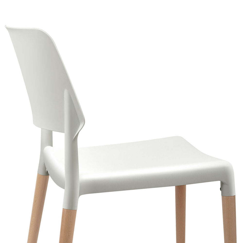Dining Chairs Plastic Wooden - Set of 4 Stackable White