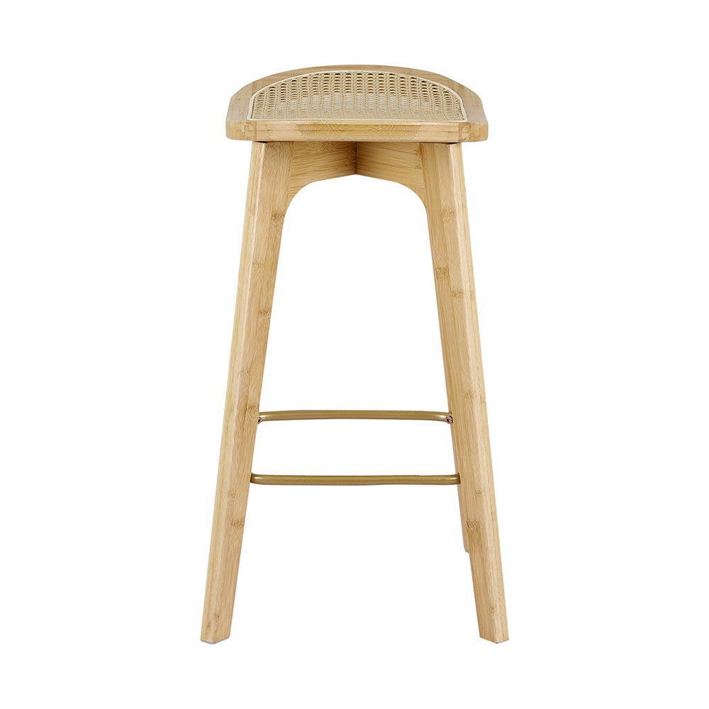2x Rattan Bamboo Bar Stools