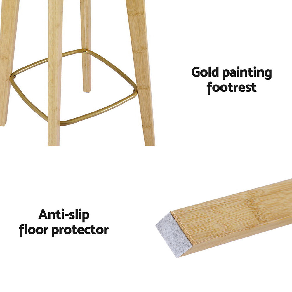 2x Rattan Bamboo Bar Stools