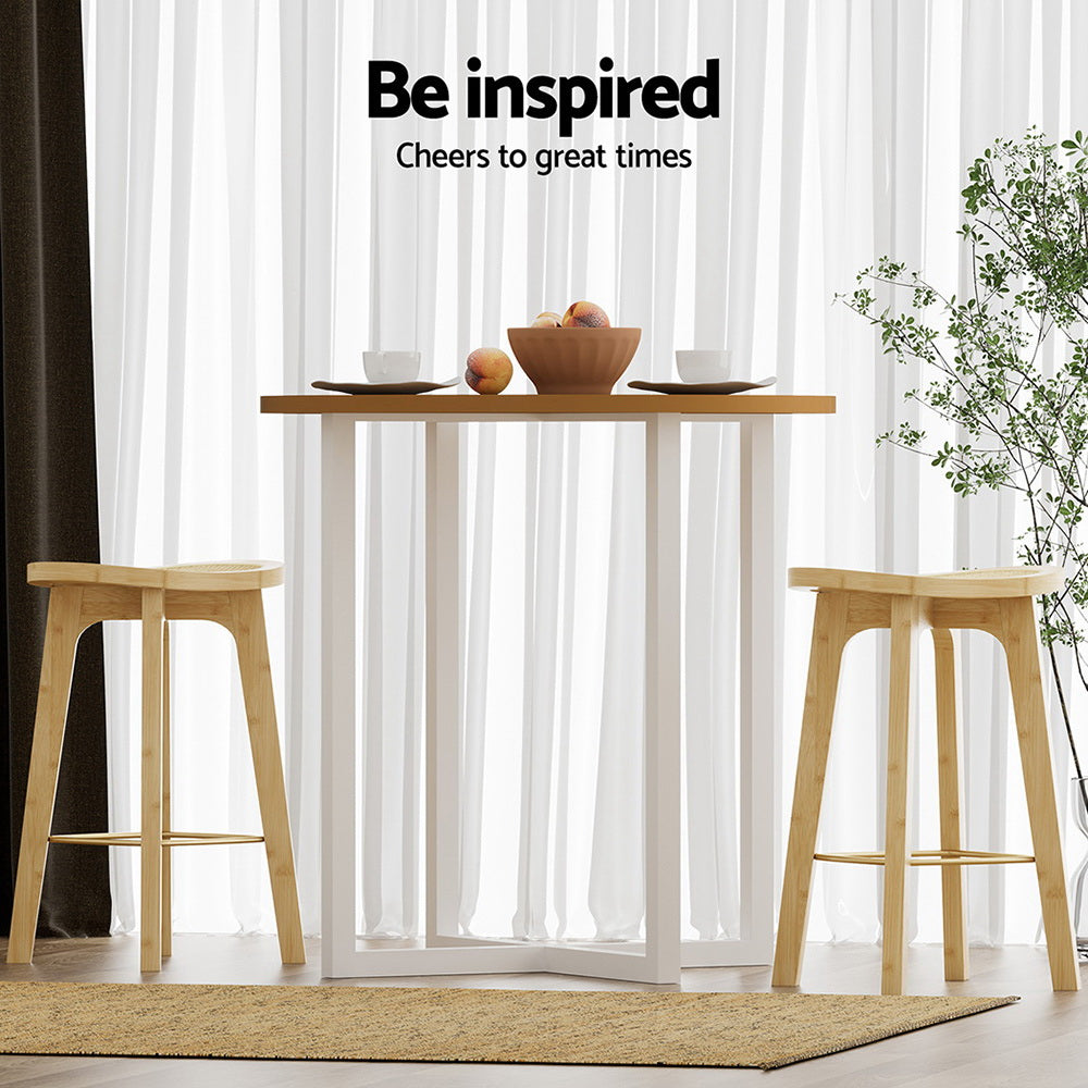 2x Rattan Bamboo Bar Stools