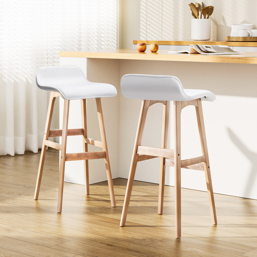 Wooden Bar Stools - White x 2