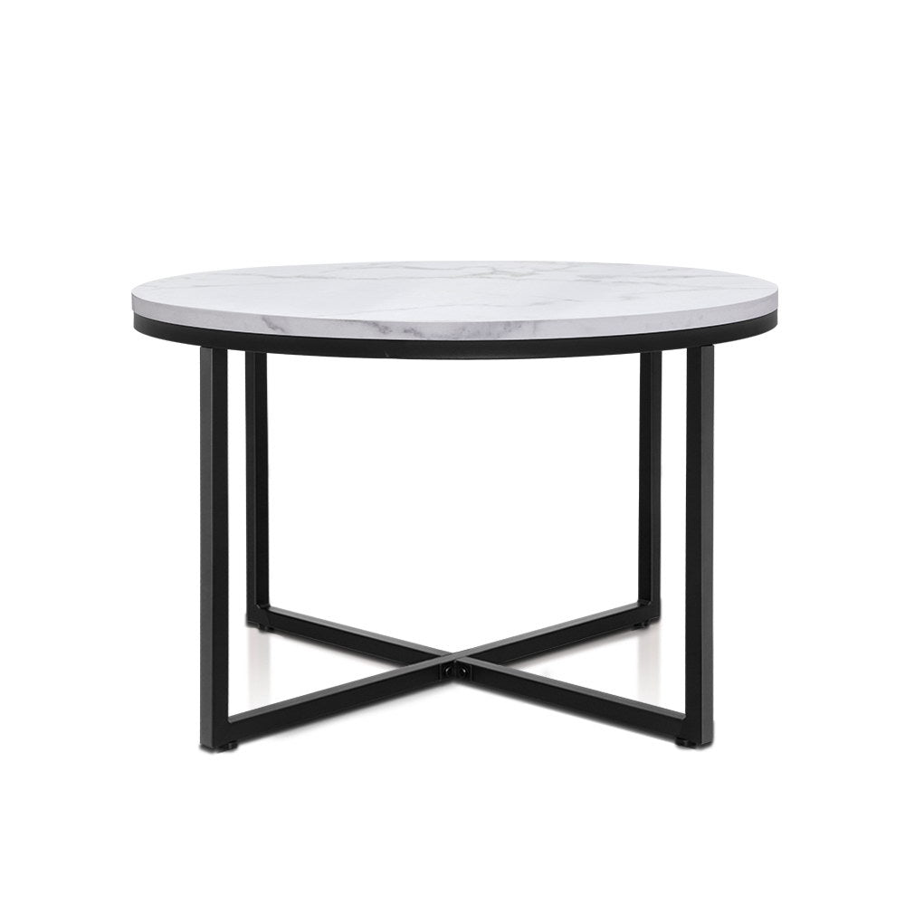 Round Marble Look Coffee Table - 70cm