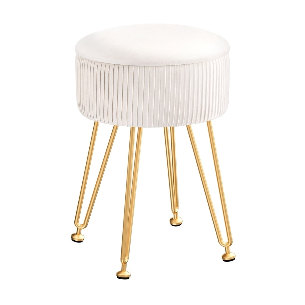 Ottoman Foot Stool - Velvet Round White