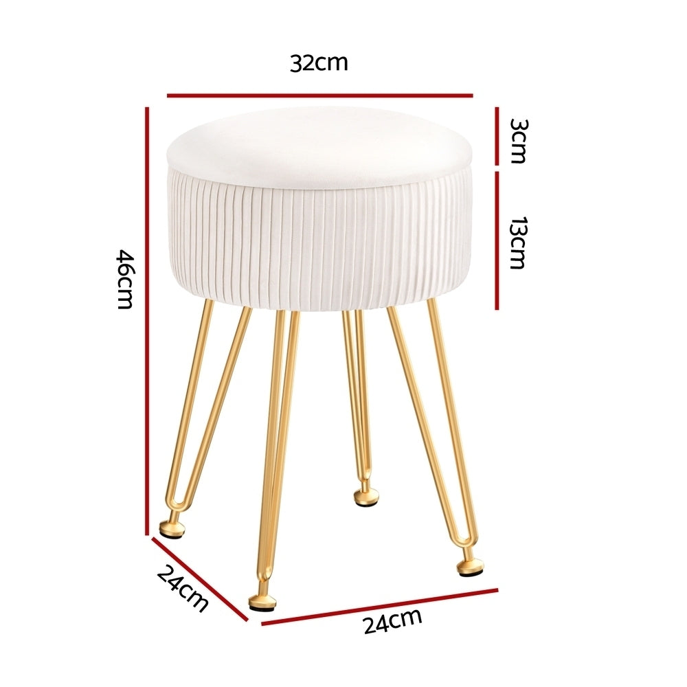 Ottoman Foot Stool - Velvet Round White