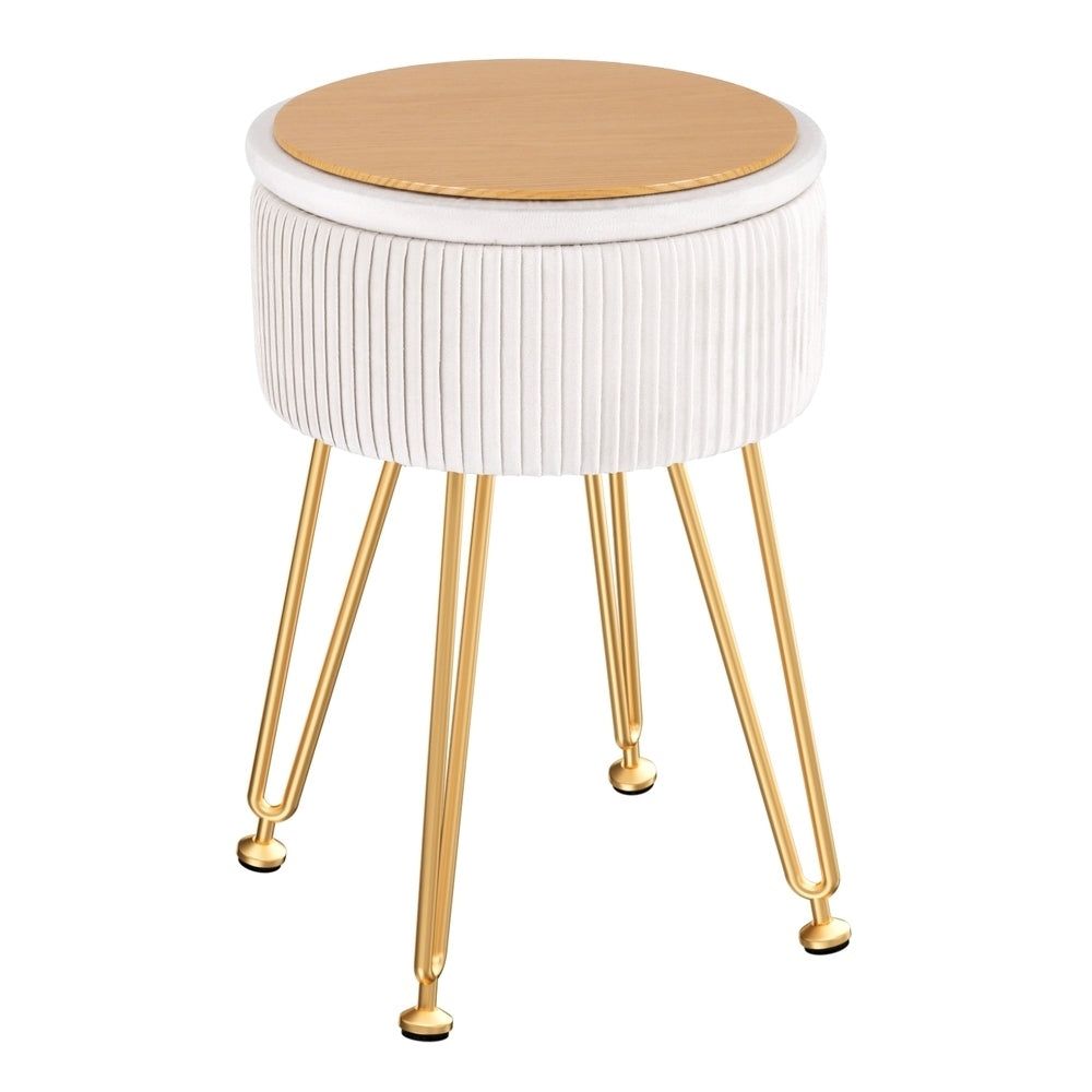 Ottoman Foot Stool - Velvet Round White