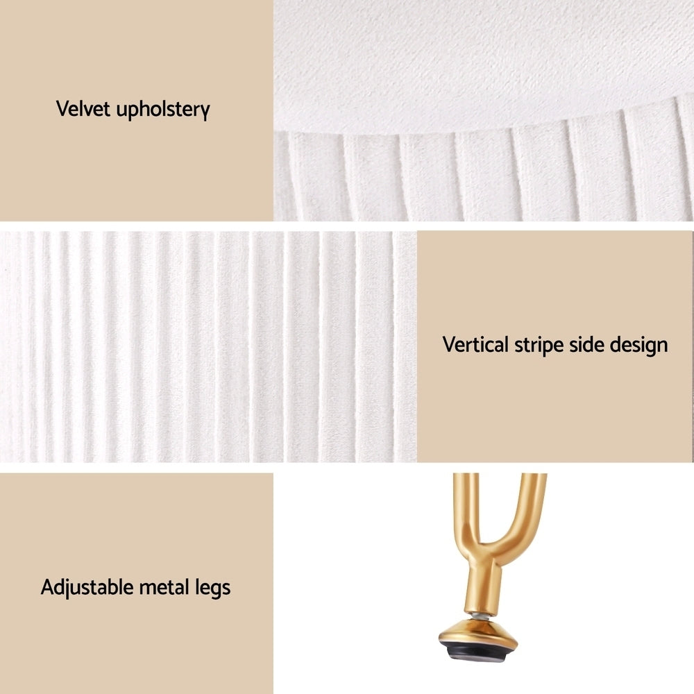 Ottoman Foot Stool - Velvet Round White
