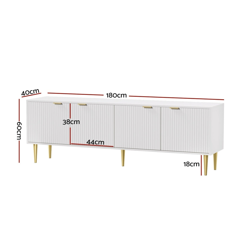White TV Cabinet Entertainment Unit - 180CM