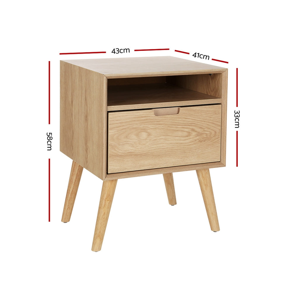 Gorr Bedside Table Drawers - Ash Wood