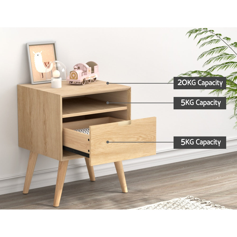 Gorr Bedside Table Drawers - Ash Wood