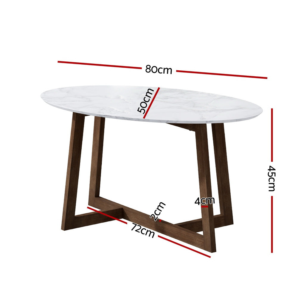 Oval Marble Effect Coffee Table