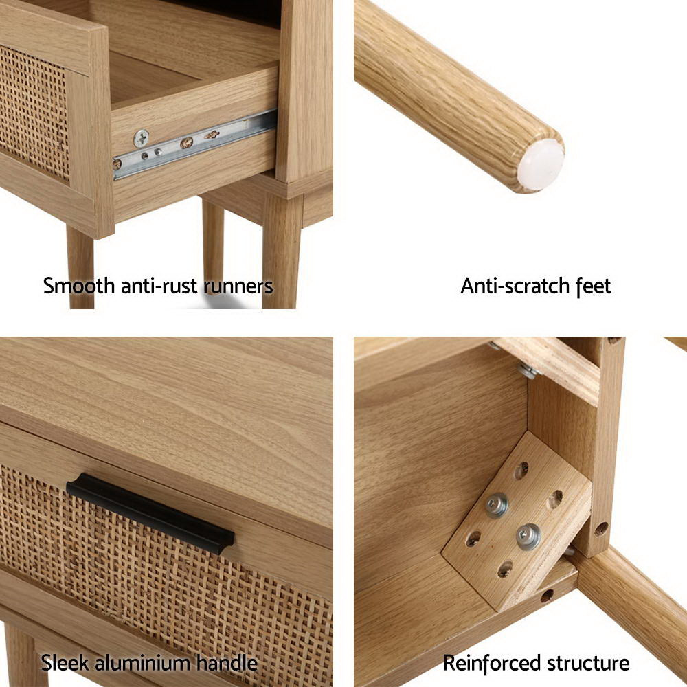 Rattan Bedside Table Nightstand