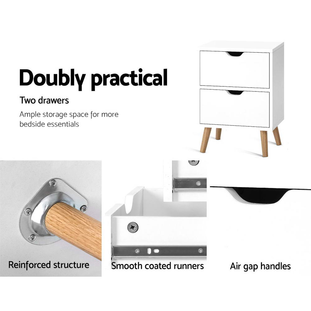 Boden Bedside Table Drawers - White