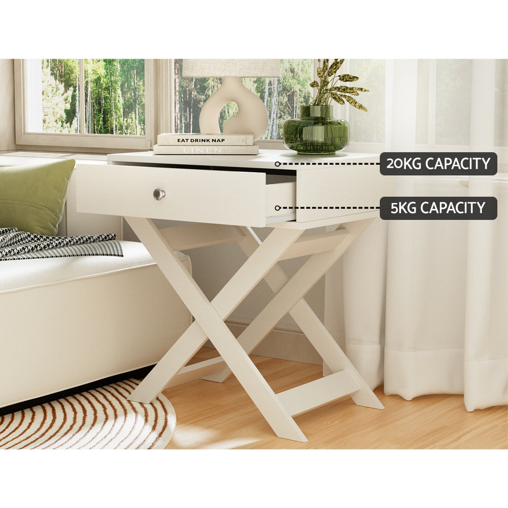 Qara Bedside Table - White