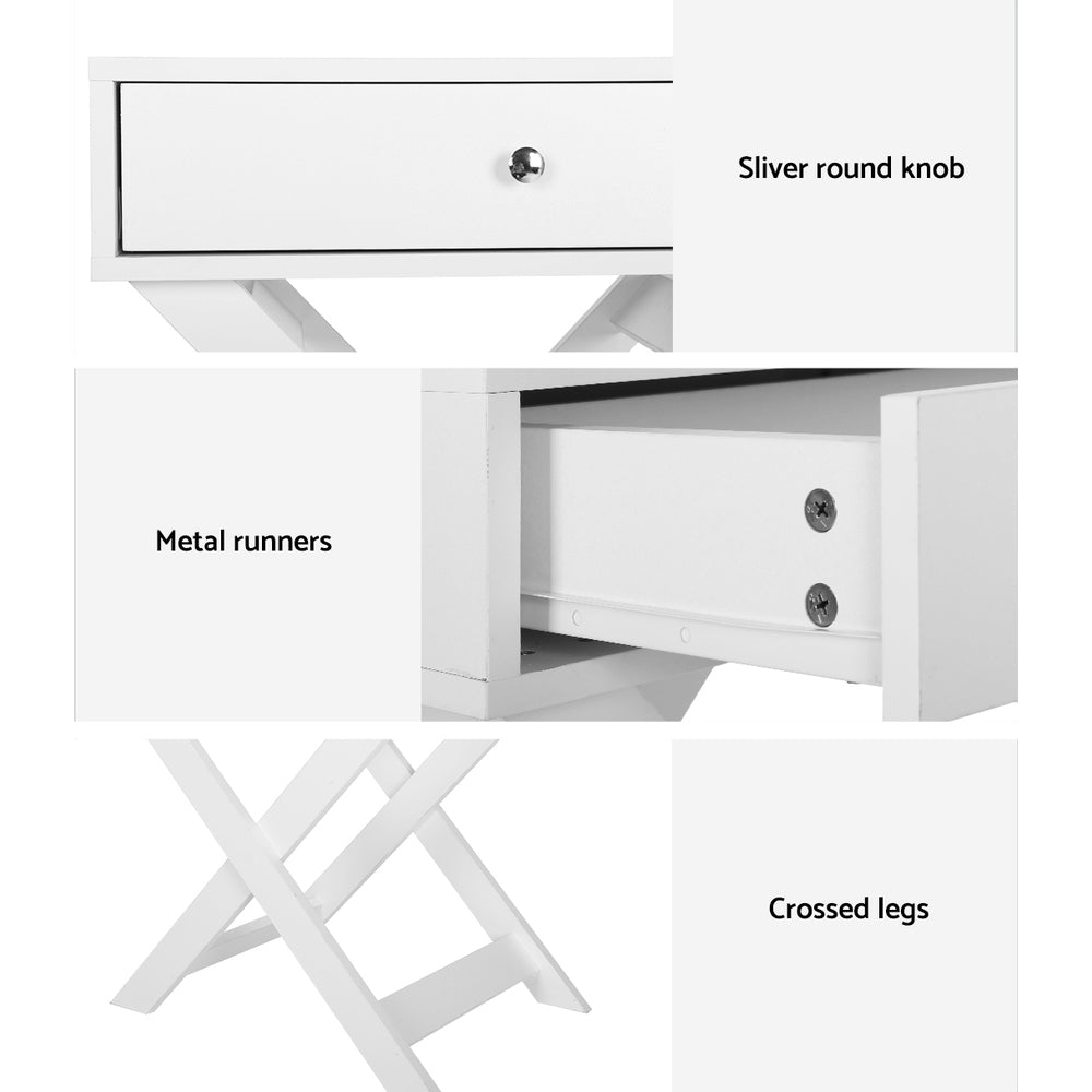 Qara Bedside Table - White