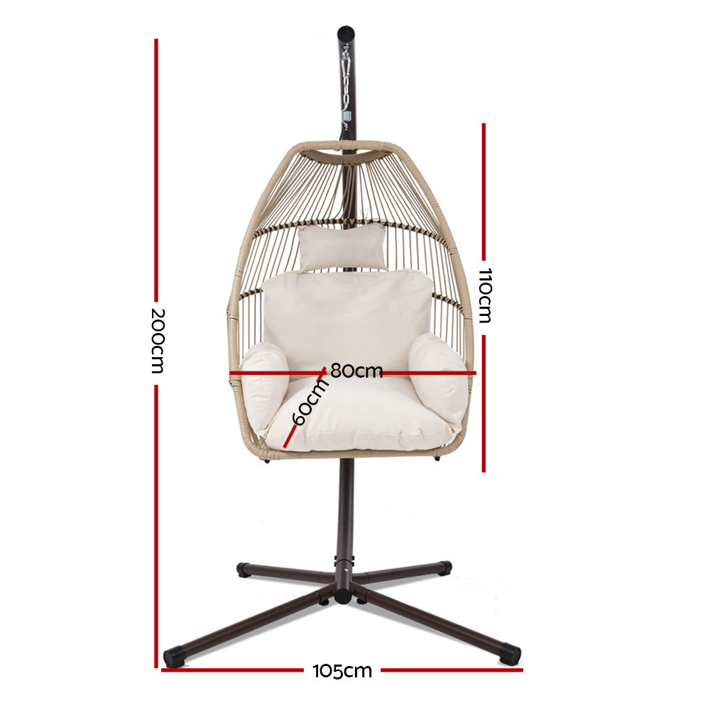 Outdoor Hanging Wicker Egg Chair - Latte