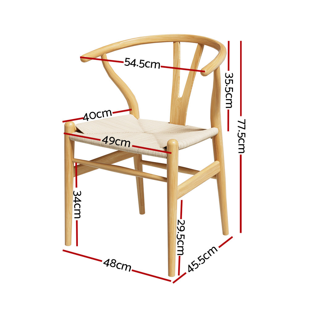 Wishbone Dining Chair Wooden Rattan - Set of 1