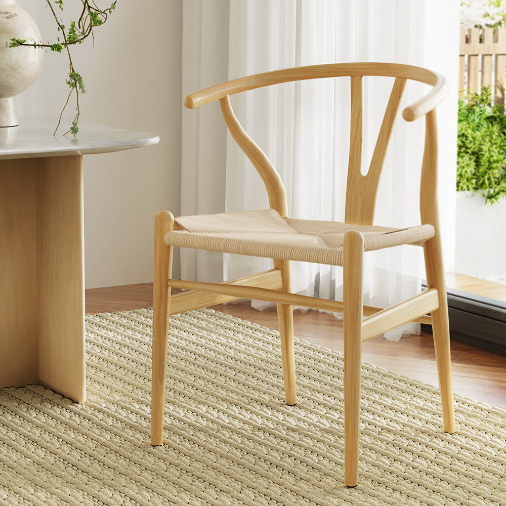 Wishbone Dining Chair Wooden Rattan - Set of 1