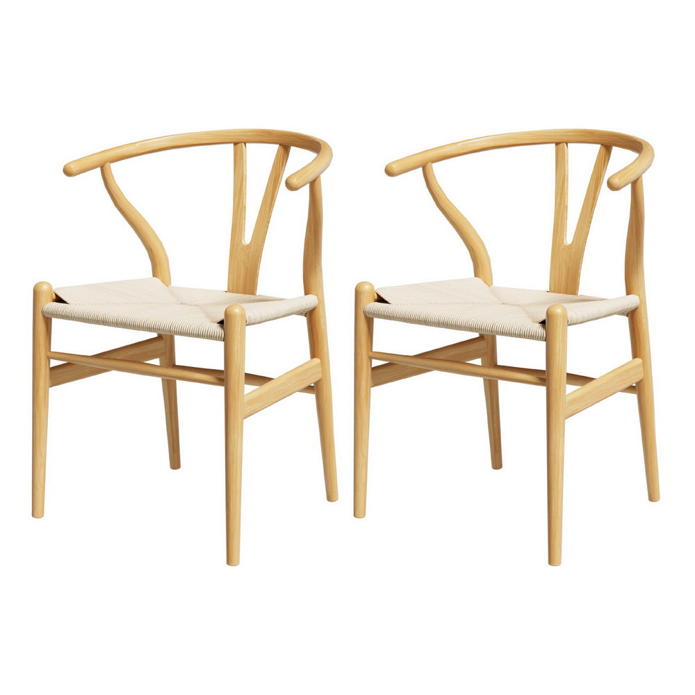 Wishbone Rattan Dining Chairs - Set of 2