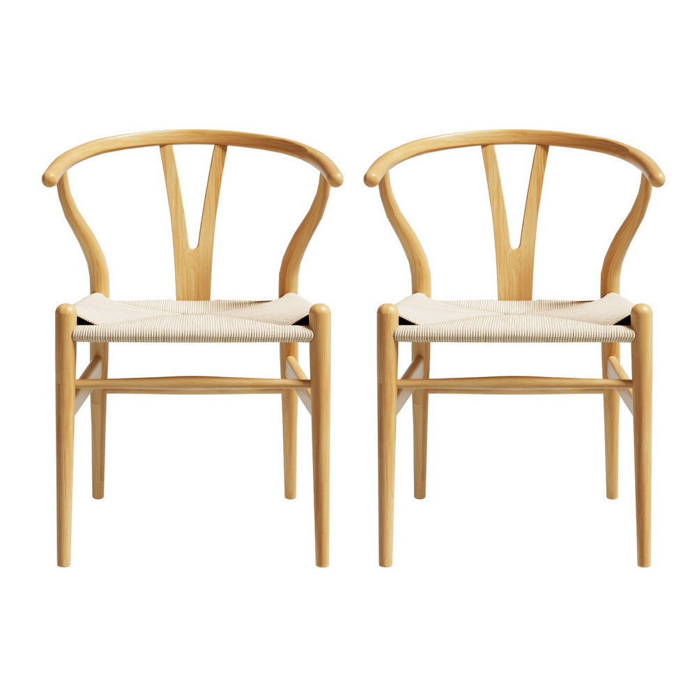Wishbone Rattan Dining Chairs - Set of 2