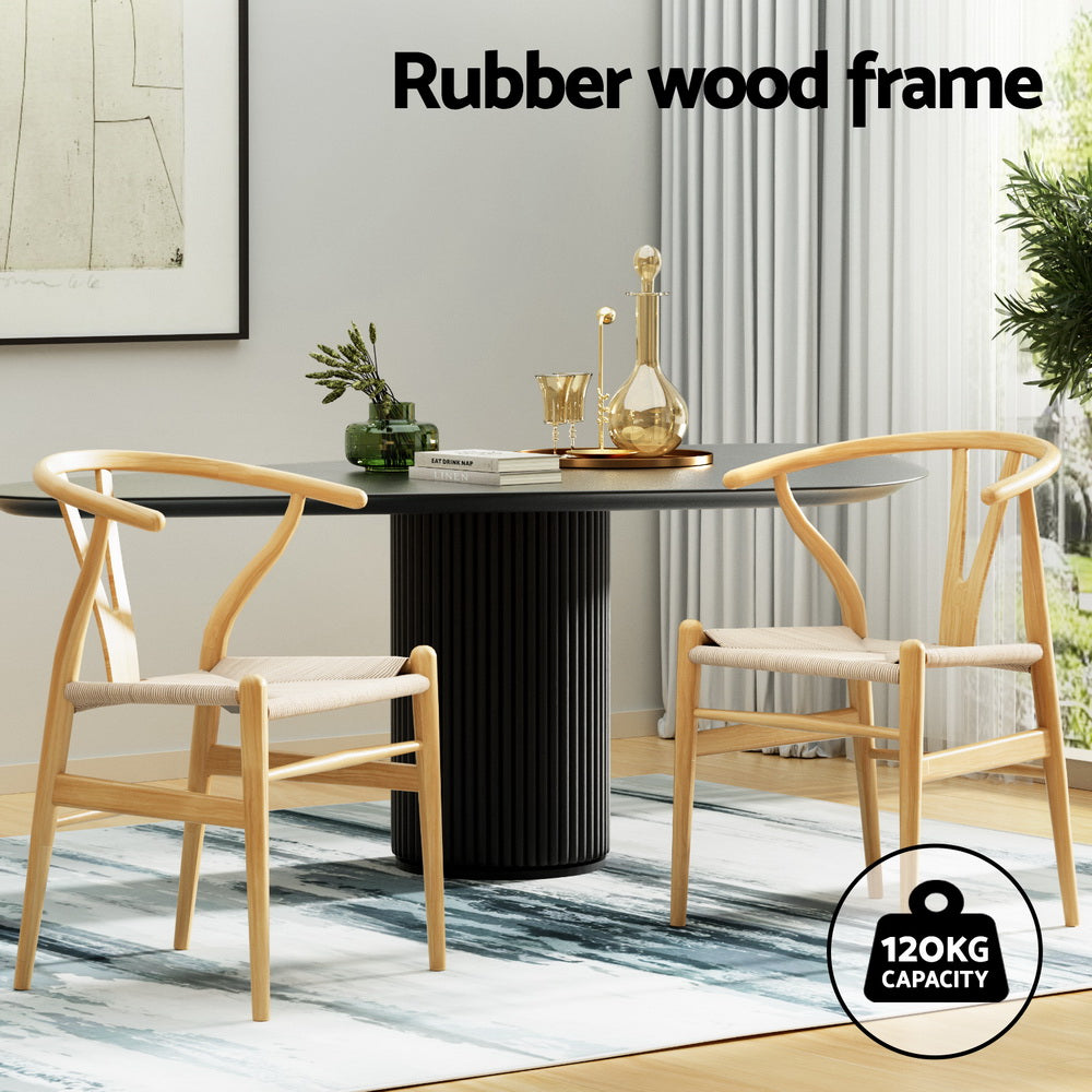 Wishbone Rattan Dining Chairs - Set of 2