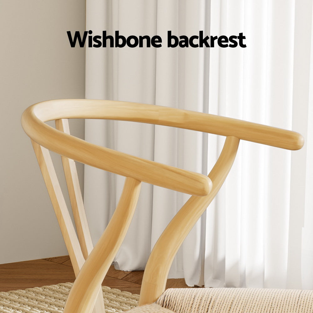Wishbone Dining Chairs Wooden Rattan - Set of 6
