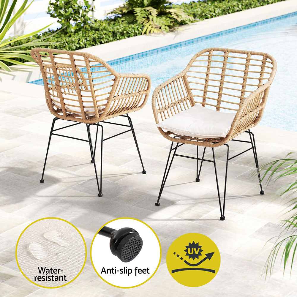Gardeon Bistro Set - 3 Piece Natural