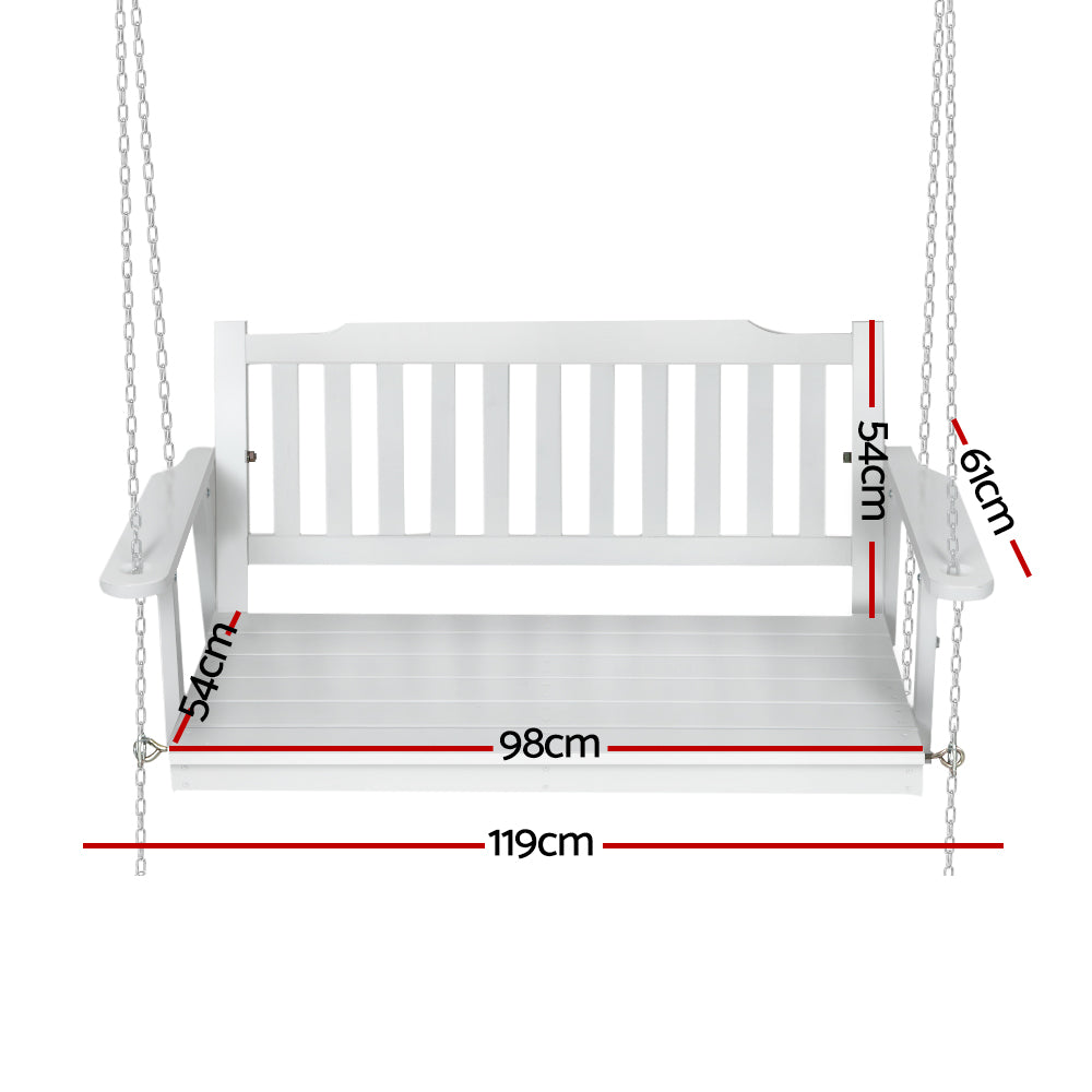 Porch Swinging Chair - White 2 Seater