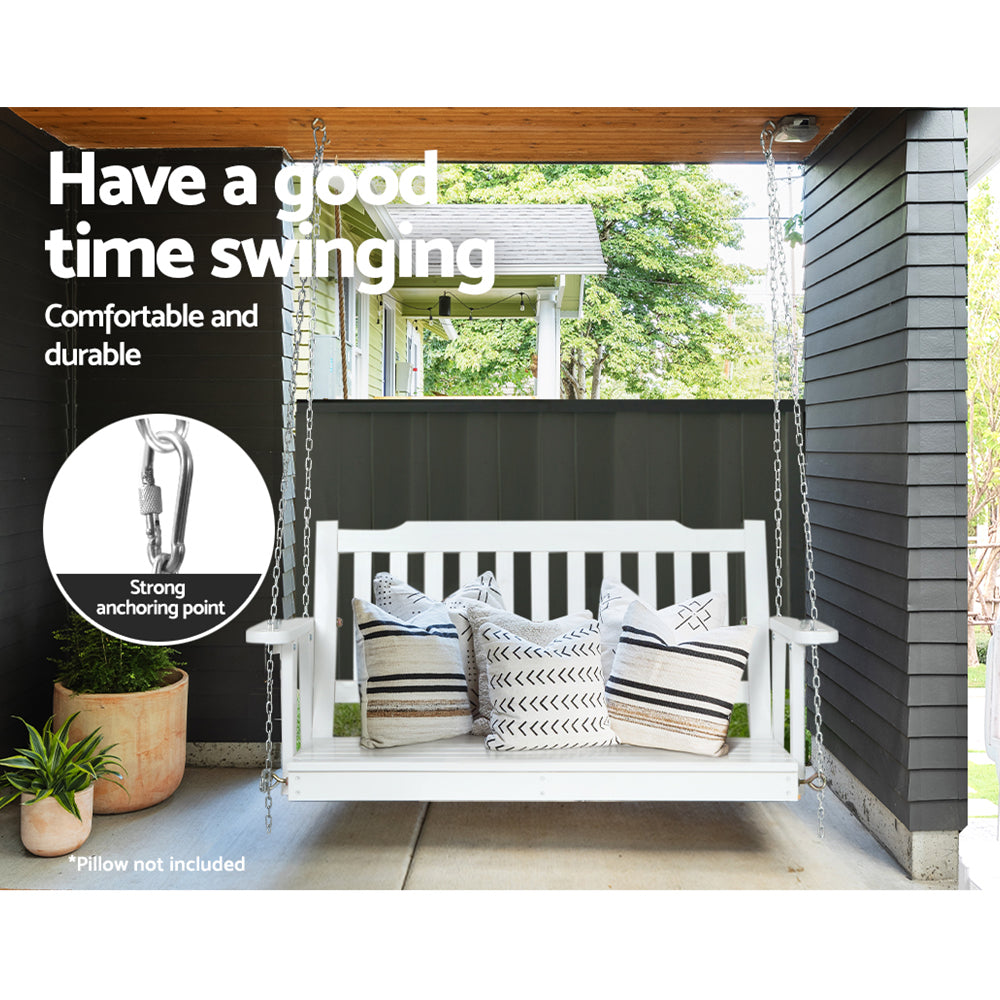 Porch Swinging Chair - White 2 Seater