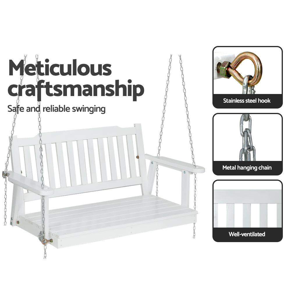 Porch Swinging Chair - White 2 Seater