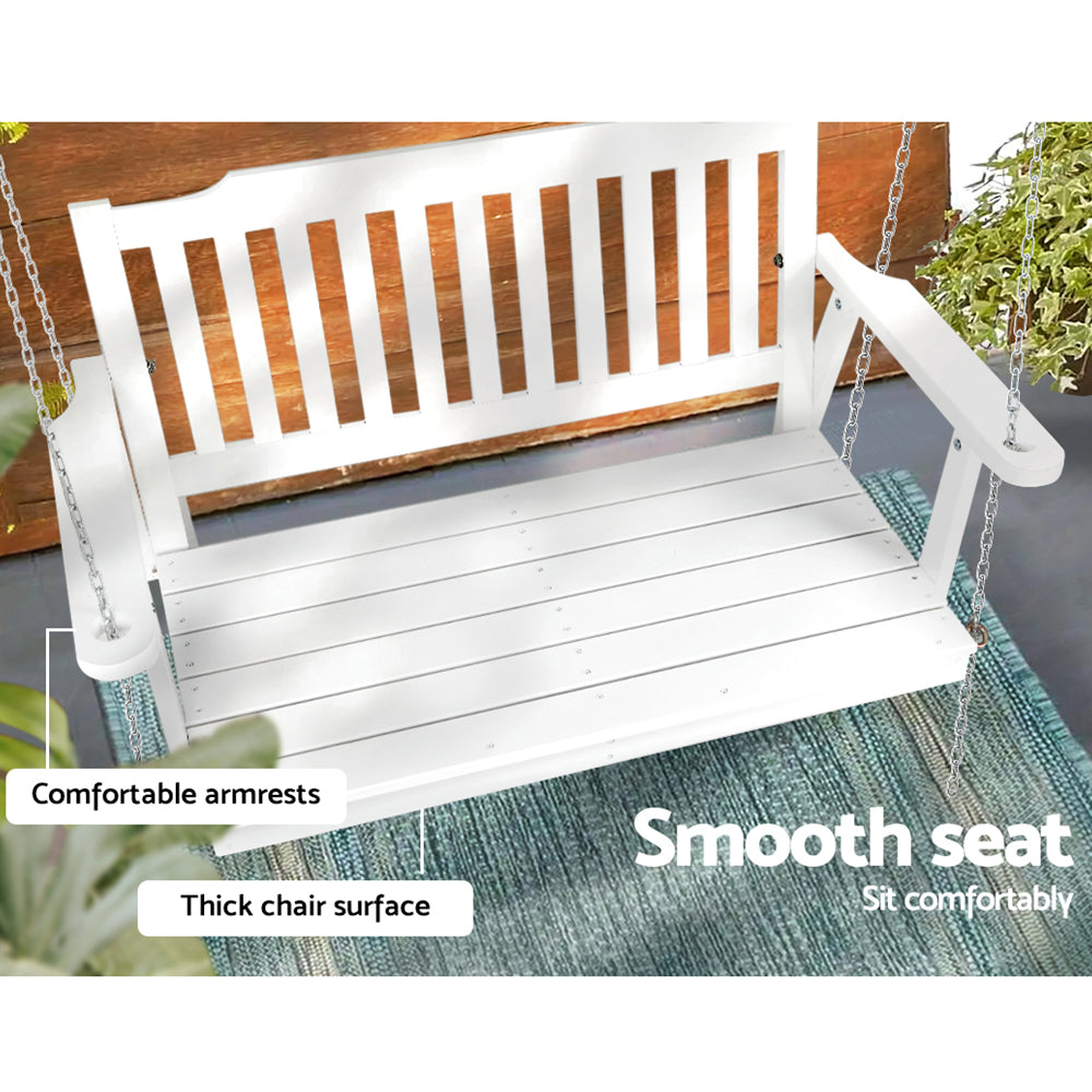 Porch Swinging Chair - White 2 Seater