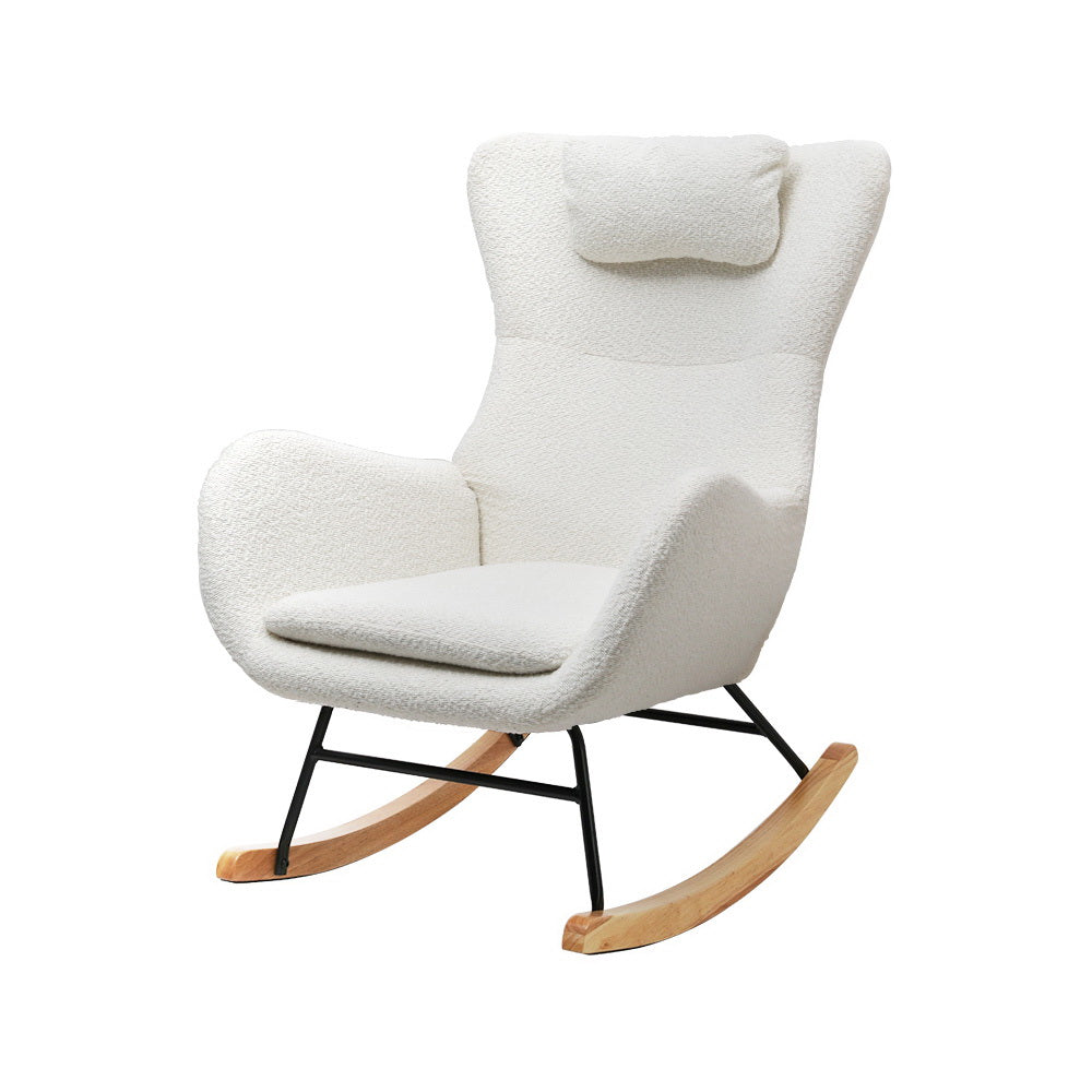 Boucle Nursery Rocking Chair - White
