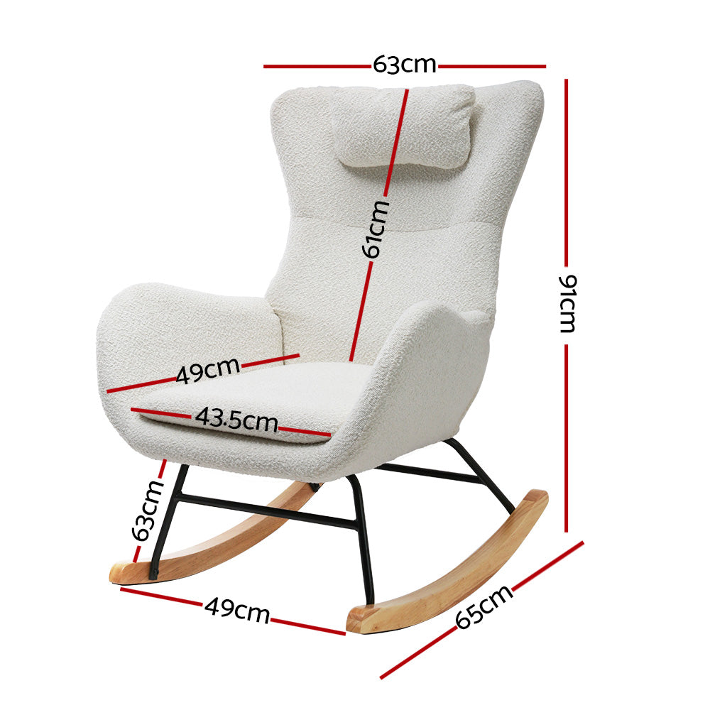 Boucle Nursery Rocking Chair - White
