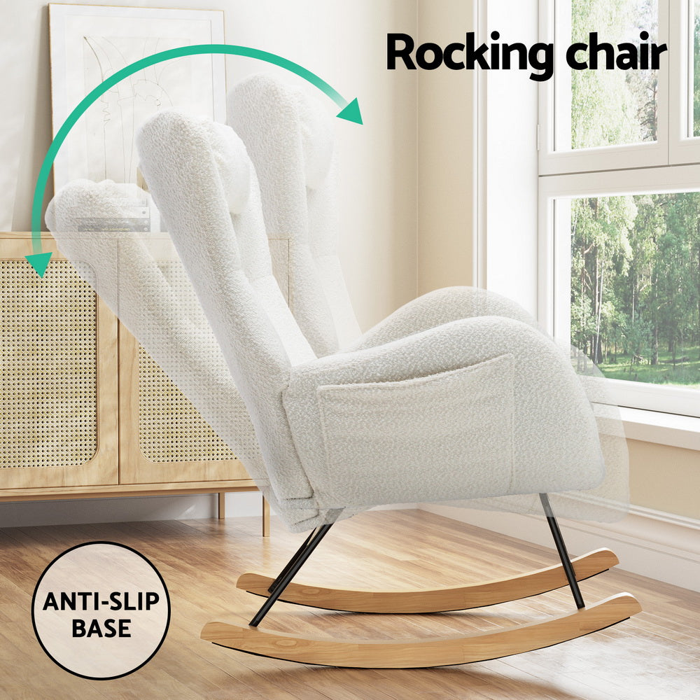 Boucle Nursery Rocking Chair - White