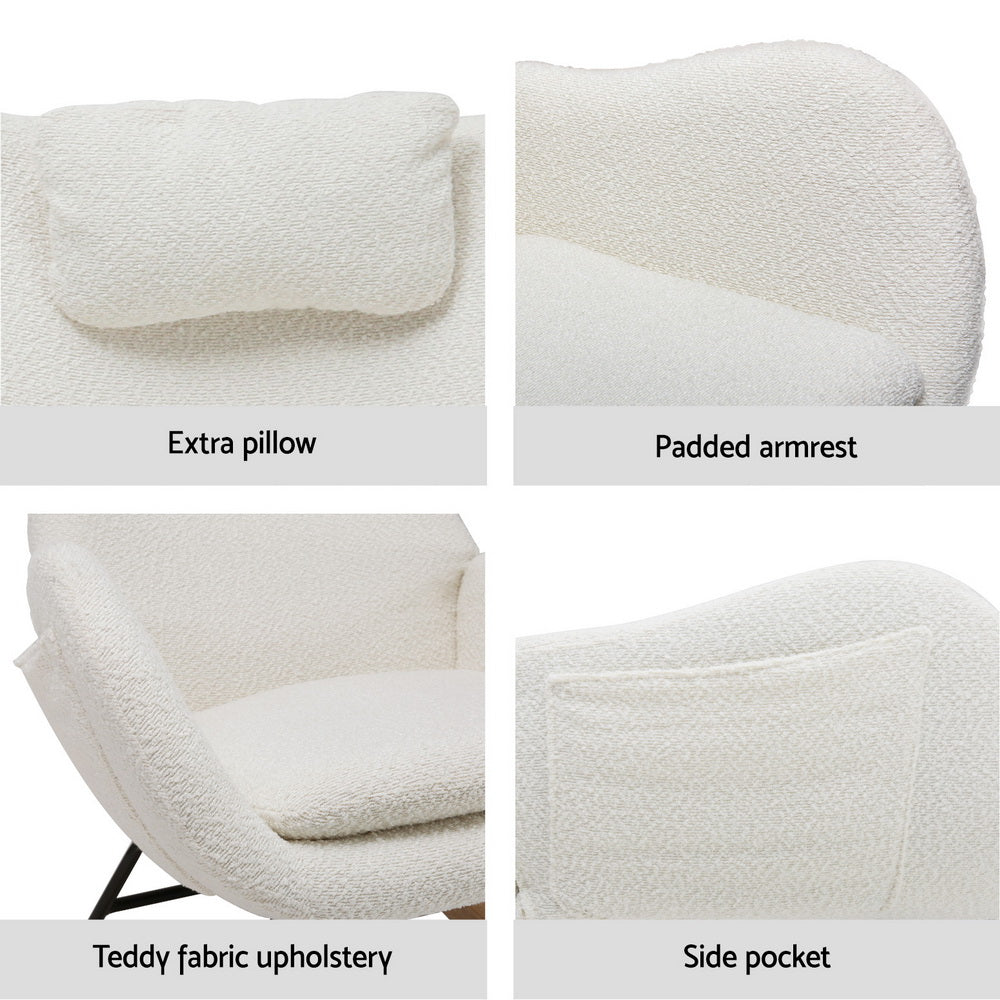 Boucle Nursery Rocking Chair - White