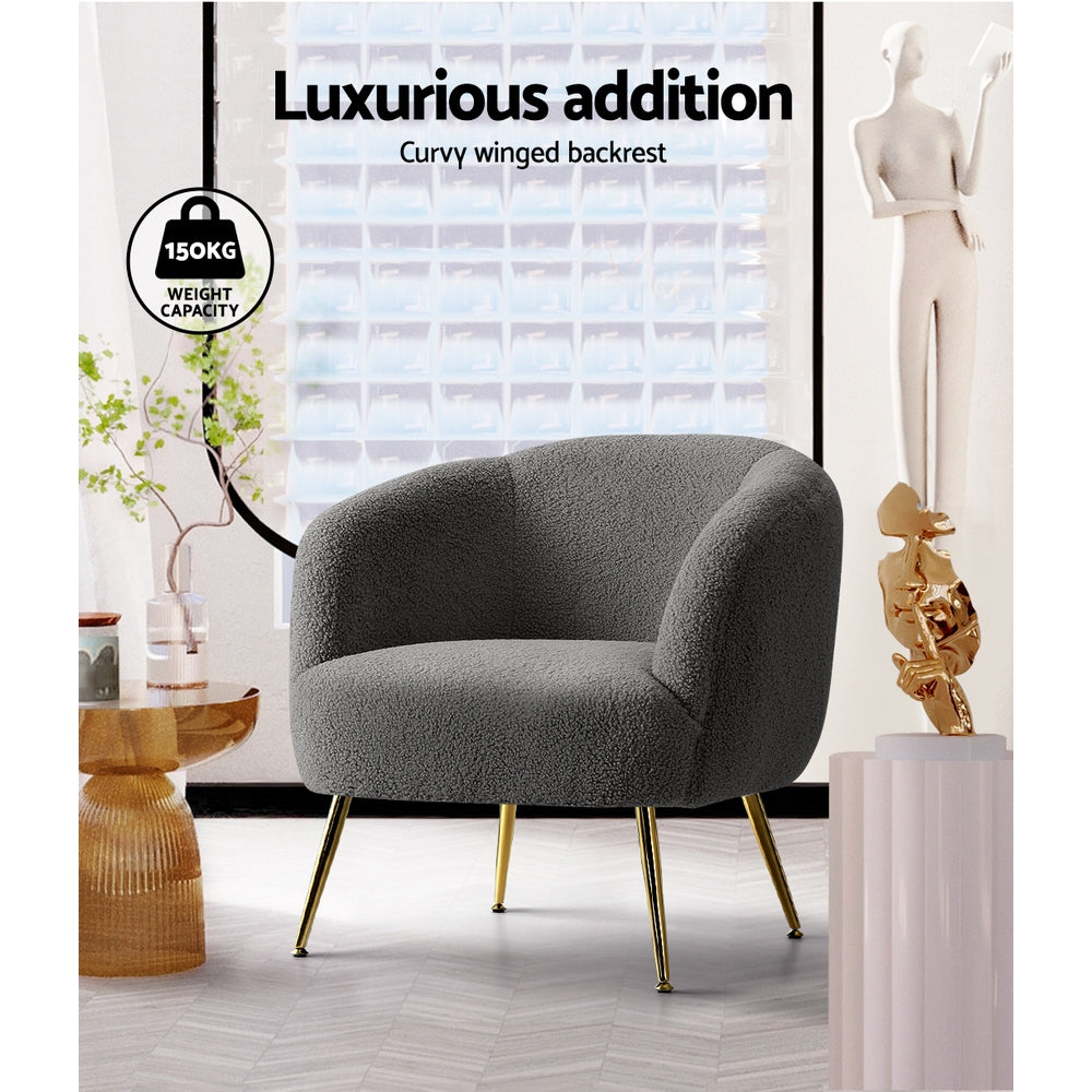 Sherpa Boucle Sofa Armchair - Charcoal