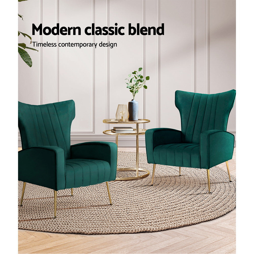 The Kate Armchair - Green Velvet