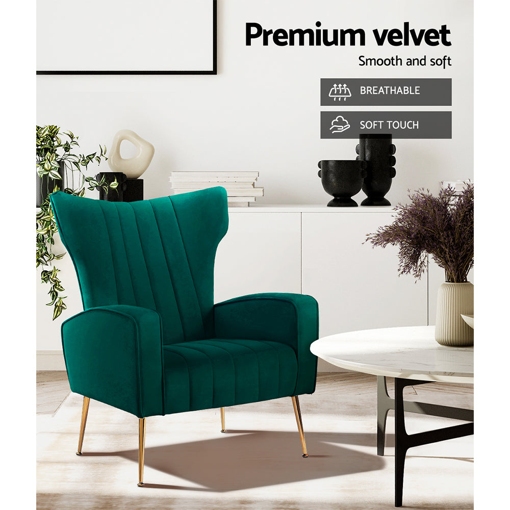 The Kate Armchair - Green Velvet