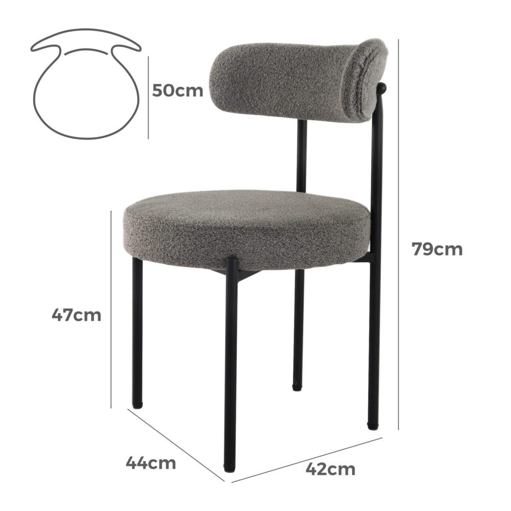 Elsa Dining Chairs - Slate Grey - Set of 2