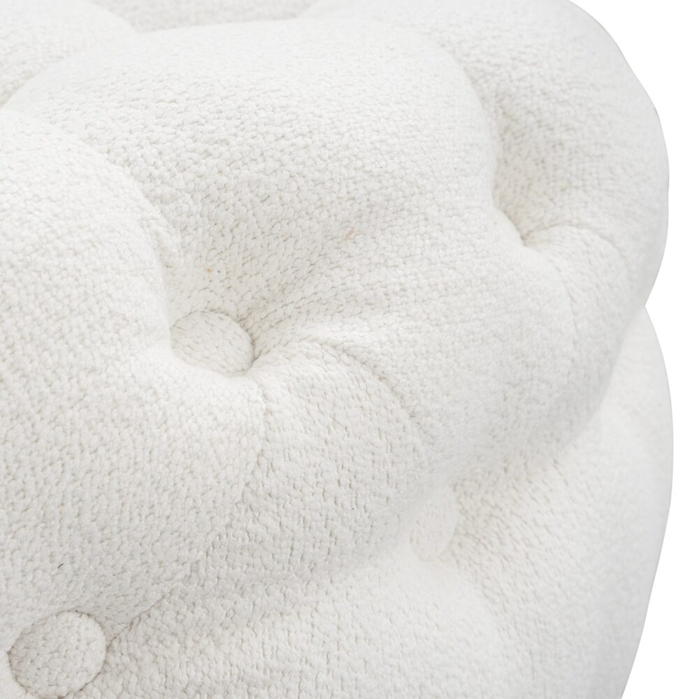 Bouclé White Ottoman - Round