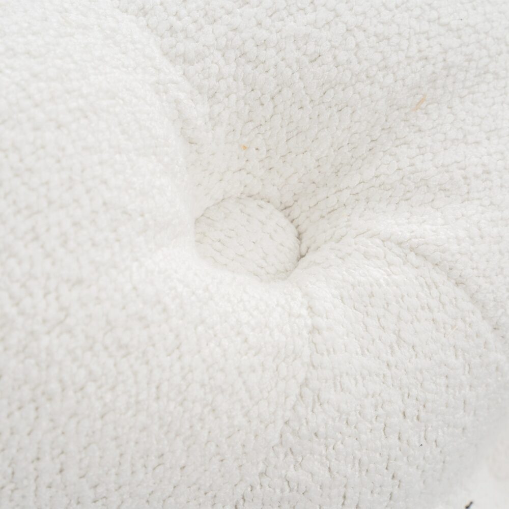 Bouclé White Ottoman - Round