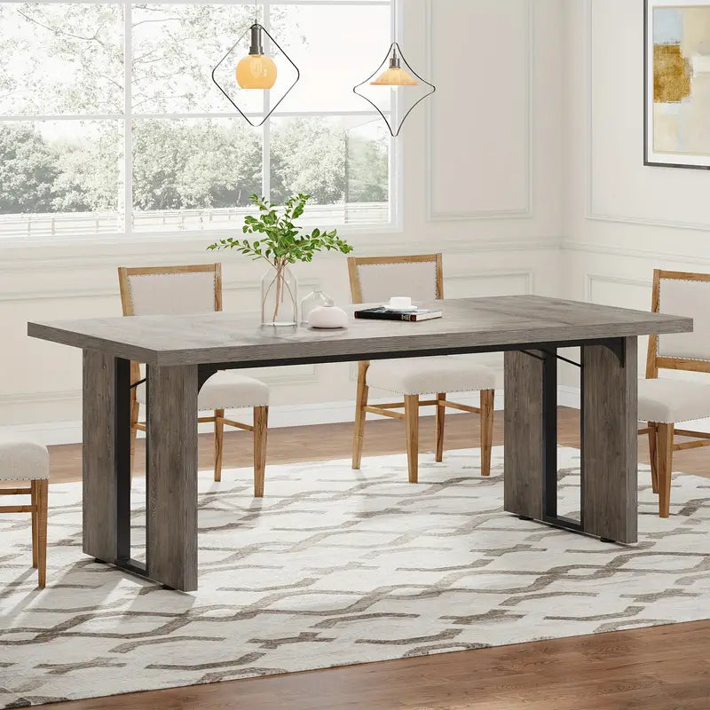NNETMLT Rustic Rectangular Dining Table - Grey
