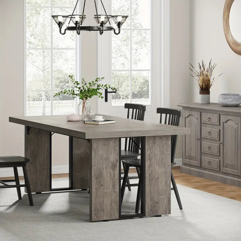 NNETMLT Rustic Rectangular Dining Table - Grey