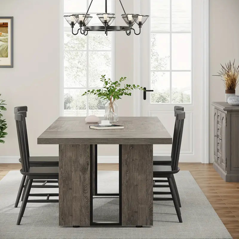 NNETMLT Rustic Rectangular Dining Table - Grey