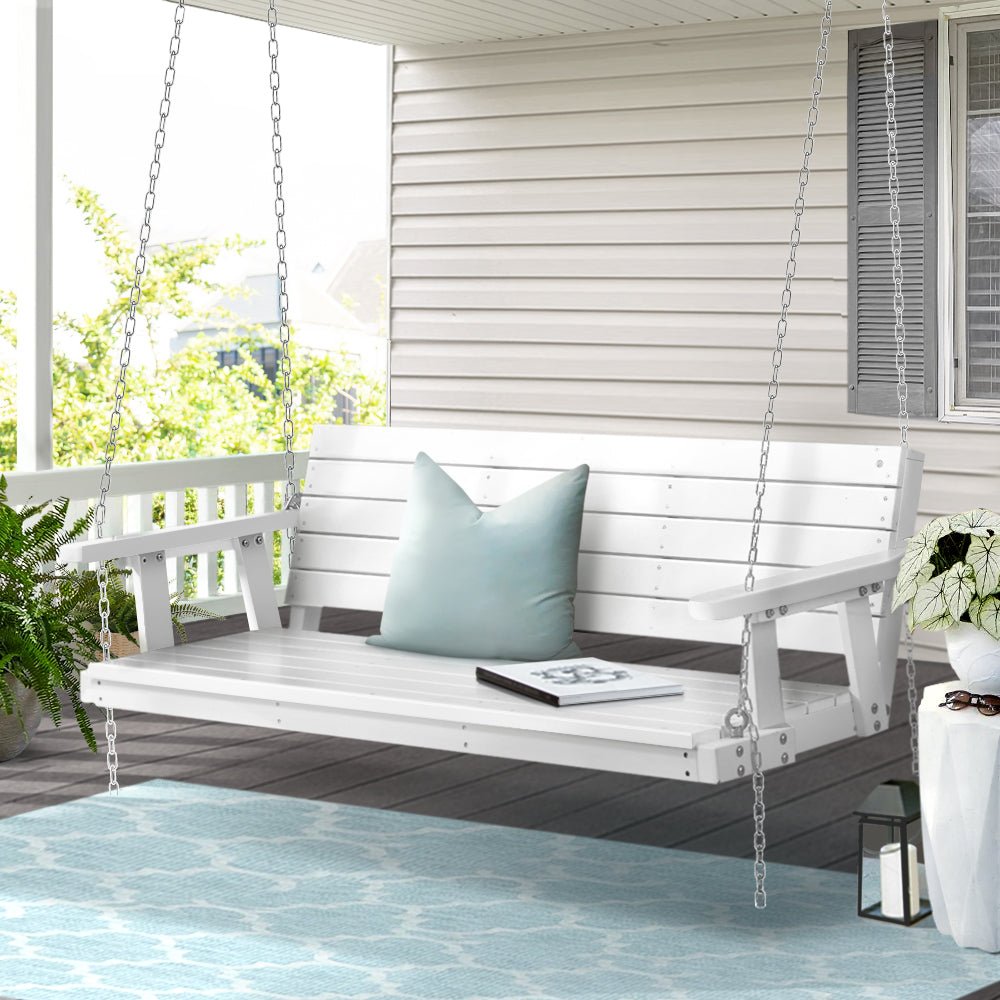 Porch Swinging Chair - White 3 Seater
