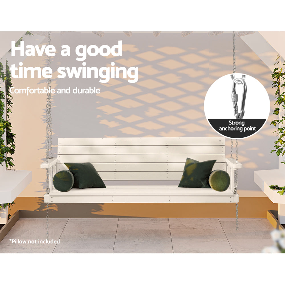 Porch Swinging Chair - White 3 Seater