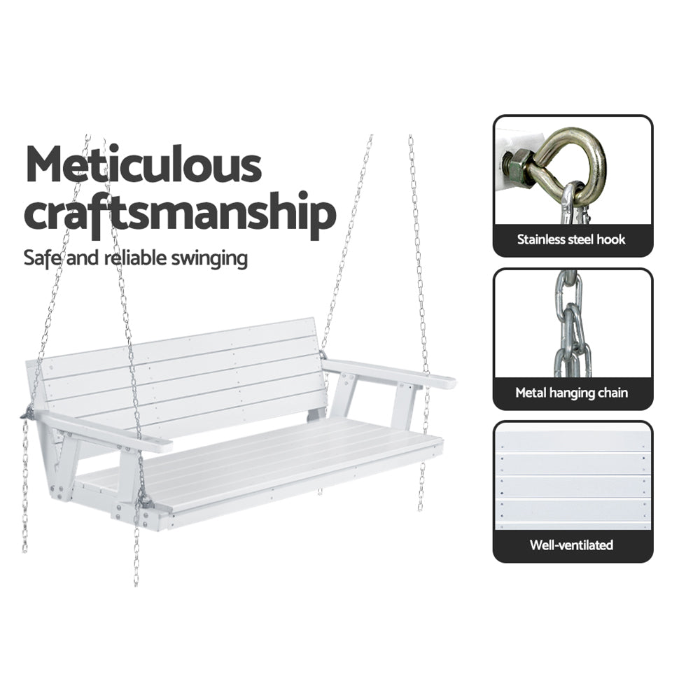 Porch Swinging Chair - White 3 Seater