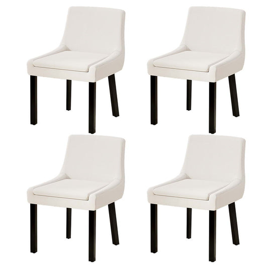 Dining Chairs Set of 4 - Corduroy Wooden Beige