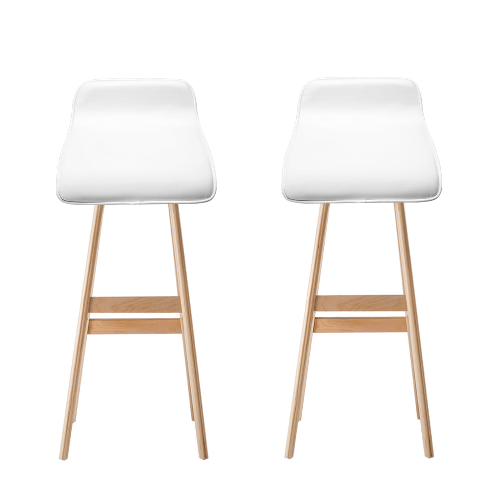 Wooden Bar Stools - White x 2