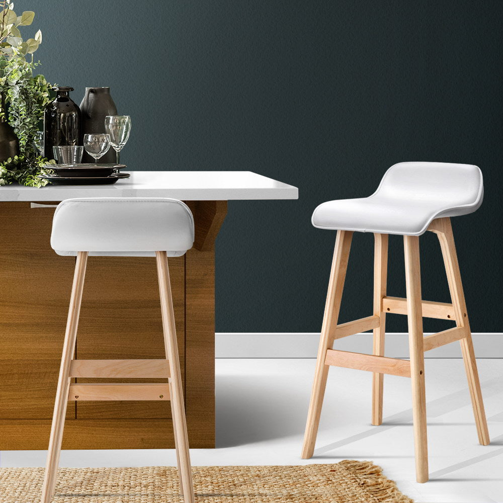 Wooden Bar Stools - White x 2